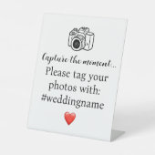カメラ、瞬間のハッシュタグ結婚をキャプチャ 台座サイン (正面)