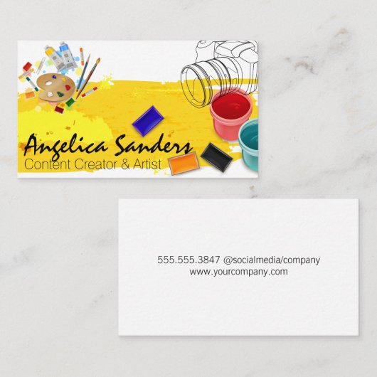 カメラ 絵を描 |  |デザイナー |クリエイティブ 名刺 (正面/裏面)