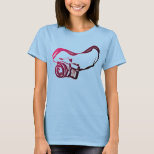 カメラ + 革紐 Tシャツ