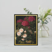 カメリアとシャクナゲ 箔シーズンポストカード (立ち正面)