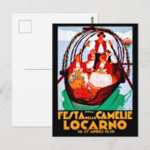 カメリアの祭典、スイス、ロカルノ、ヴィンテージ ポストカード (正面/裏面)