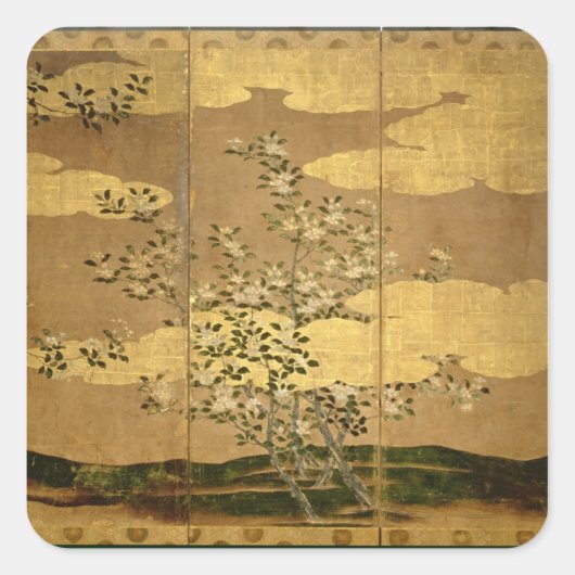 カメリアの花 スクエアシール (正面)