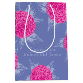 カメリアインクアート熱いピンクと青の結婚式の引き出物 ミディアムペーパーバッグ