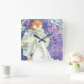 カメリアスのレディアルフォンスミュシャ スクエア壁時計 (ホーム)