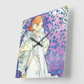 カメリアスのレディアルフォンスミュシャ スクエア壁時計 (傾斜)