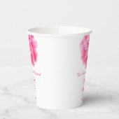 カメリアスピンクの水色の花カスタムウェディング 紙コップ (左)