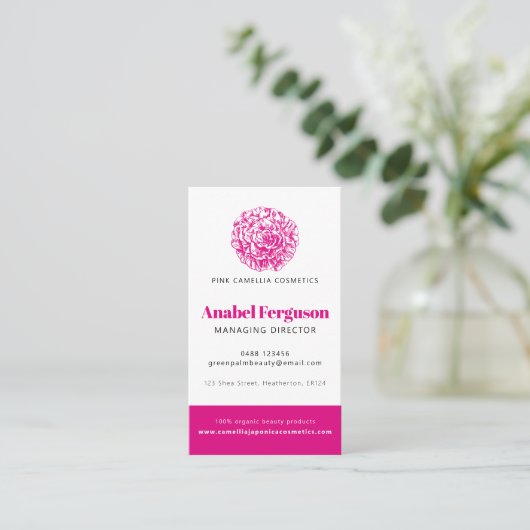 カメリア美しい衛生会社の写真カスタム 名刺 (スタンド正面)