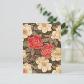 カメリア赤と白ス千代紙 ポストカード (スタンド正面)