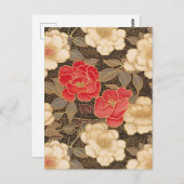 カメリア赤と白ス千代紙 ポストカード (正面/裏面)