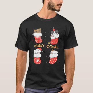 カメリーマスクリスマスノベルティ猫好き Tシャツ