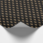 カメルブラウンフルーアデリスのブラック ラッピングペーパー (角)