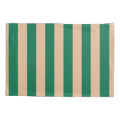 カメルベージュ&クラシックグリーンストライプ 枕カバー (裏面-左)