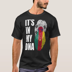 カメルーンと韓国のミックスDNA伝統国旗 Tシャツ