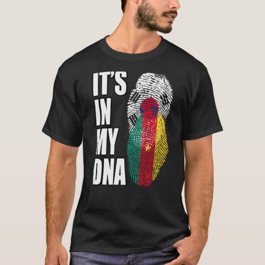 カメルーンと韓国のミックスDNA伝統国旗 Tシャツ (正面)