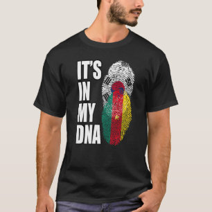 カメルーンと韓国のミックスDNA伝統国旗 Tシャツ