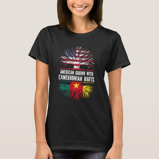 カメルーンのルーツUsa国旗Camで栽培されたアメリカ人 Tシャツ (正面)