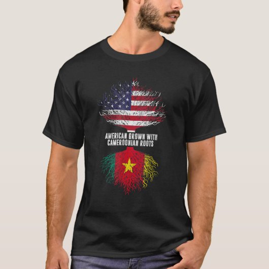 カメルーンのルーツUsa国旗Camで栽培されたアメリカ人 Tシャツ (正面)