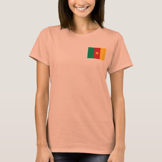 カメルーンの旗と地図のTシャツ Tシャツ (正面)