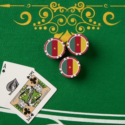 カメルーンの旗 ポーカーチップ (ポーカーテーブル (スタック))