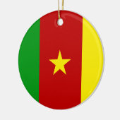 カメルーンの緑の赤と金ゴールド国旗と星 セラミックオーナメント (左)