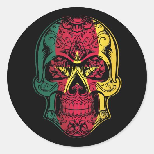 カメルーンスカルバラ国旗 ラウンドシール (正面)