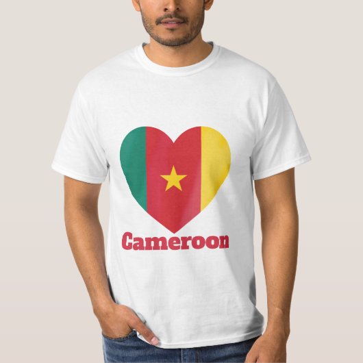 カメルーンハート国旗Tシャツ Tシャツ (正面)