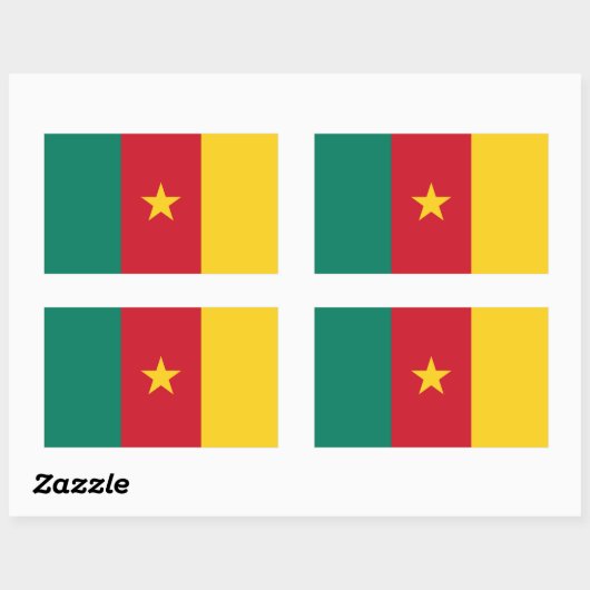 カメルーン国旗が貼られた長方形シール 長方形シール (シート)