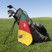 カメルーン国旗とコートの武器 ゴルフタオル (グリーン)