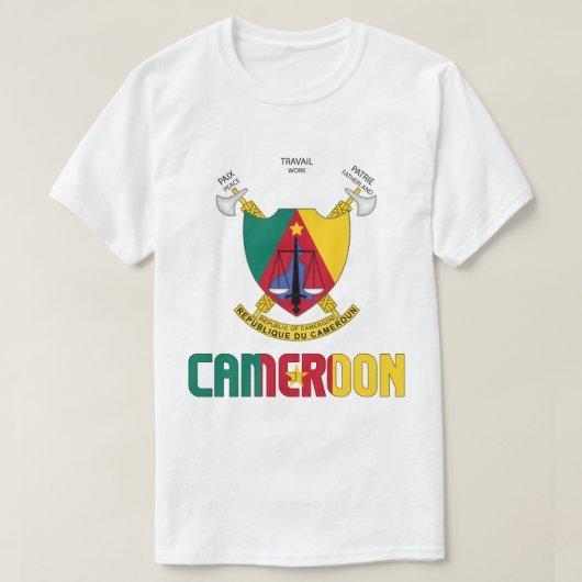 カメルーン国旗と愛国のコート Tシャツ (デザイン正面)