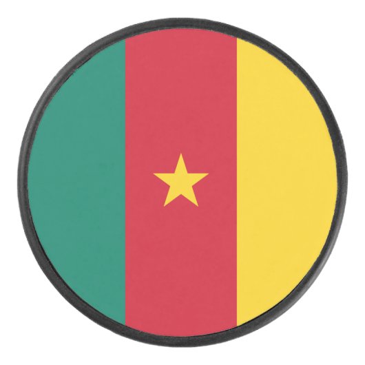 カメルーン国旗と愛国的なホッケーパック アイスホッケーパック (正面)