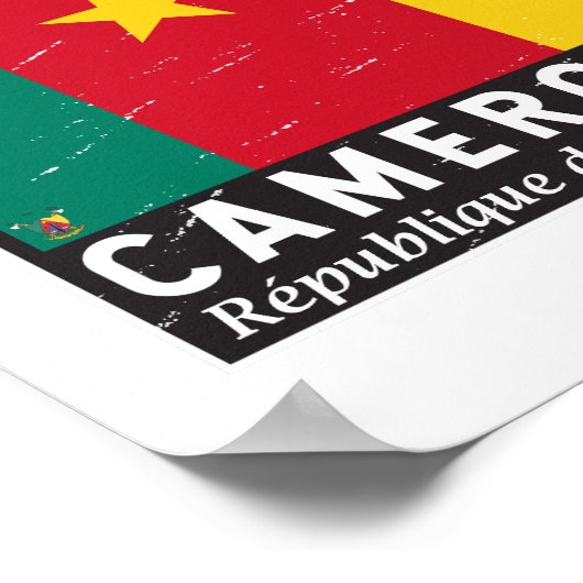 カメルーン国旗のエンブレム動揺してヴィンテージ ポスター (角)