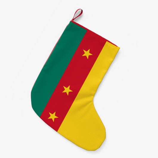 カメルーン国旗を持つクリスマスストッキング スモールクリスマスストッキング (正面 (吊り時))