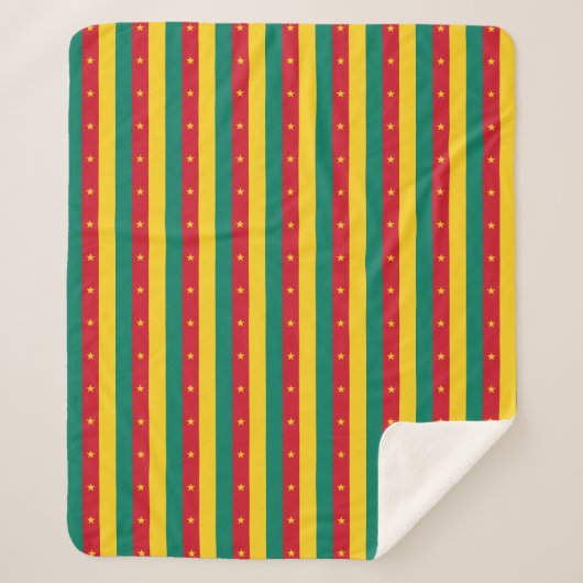 カメルーン国旗を持つ愛国的シェルパ毛布 シェルパブランケット (正面)