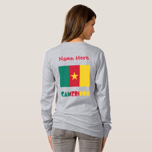 カメルーン国旗パーソナライズされた赤 Tシャツ (裏面フル)