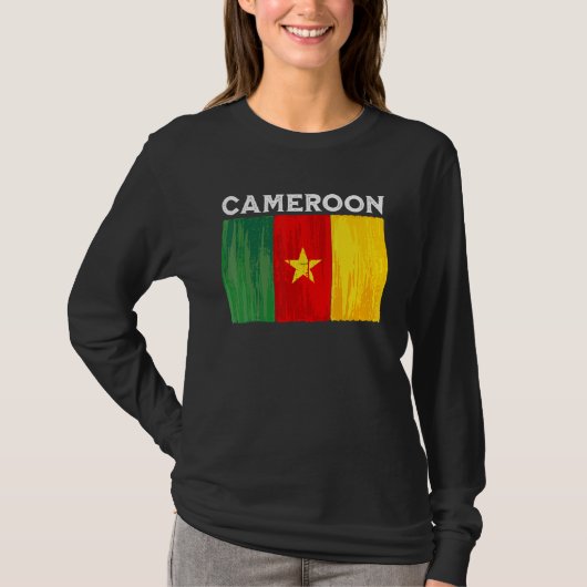 カメルーン国旗ヴィンテージカメルーン国旗 Tシャツ (正面)