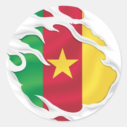 カメルーン国旗 ラウンドシール (正面)