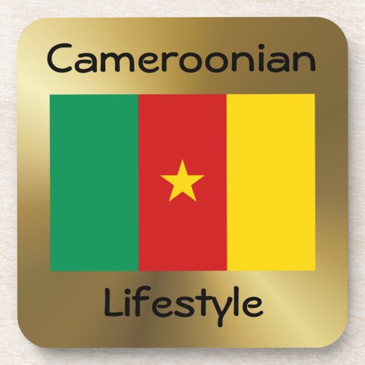 カメルーン国旗+文字コースター コースター (正面)