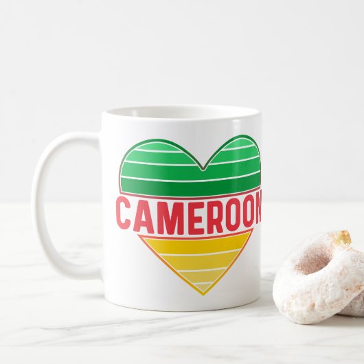 カメルーン大好き,カメルーンハート コーヒーマグカップ (ドーナツ)