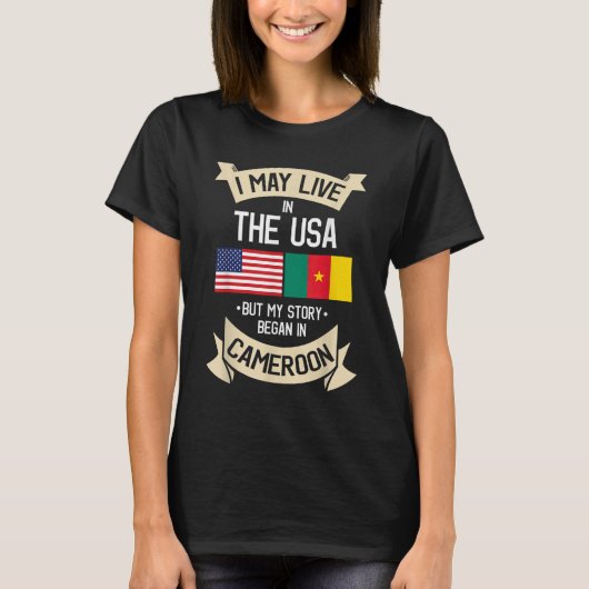 カメルーン米国国旗USAカメルーンのルーツギフト Tシャツ (正面)