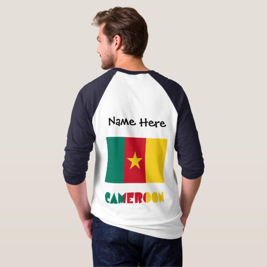 カメルーン カメルーン国旗 ブラック 個人用化 Tシャツ (裏面フル)