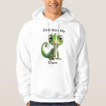 カメレおもしろいオンポケットフード付きスウェットシャツ – かわいい爬虫類の恋人