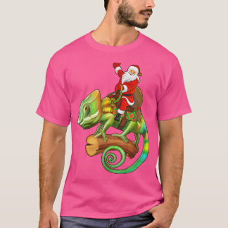 カメレおもしろいオンラバーサンタライディングカメレオンクリス Tシャツ