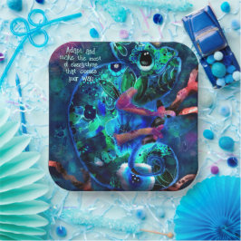 カメレお洒落オンブルーティール（緑がかった色）フローラ抽象芸術 ペーパープレート