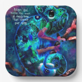 カメレお洒落オンブルーティール（緑がかった色）フローラ抽象芸術 ペーパープレート (正面)