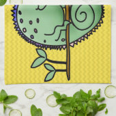 カメレオンおもしろいかわいい キッチンタオル (折り畳み)