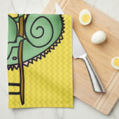 カメレオンおもしろいかわいい キッチンタオル (四つ折り)