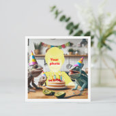 カメレオンとトカゲの子供の誕生日 カード (スタンド正面)