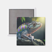 カメレオンのトカゲの野生動物:カラフル爬虫類ペット マグネット (正面/裏面)