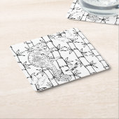 カメレオンの落書き スクエアペーパーコースター (アングル)