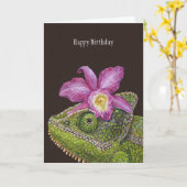 カメレオンの誕生日カードのジェニー カード (黄色い花)
